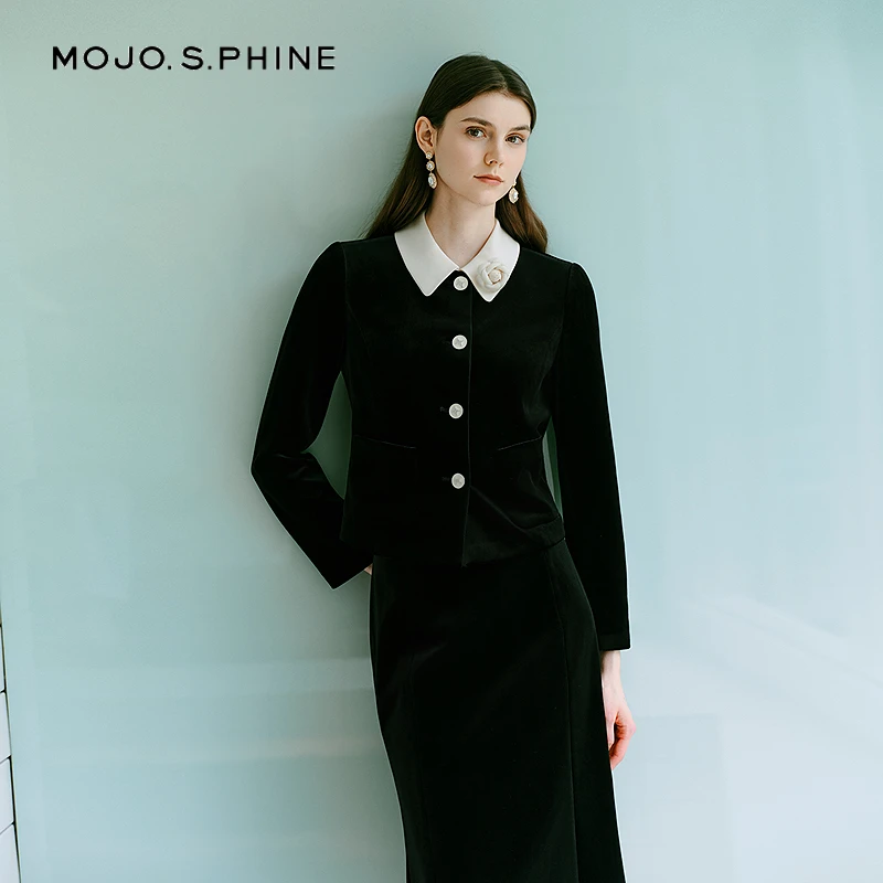 【羊羊专属】赫本丝绒高级感短外套25秋新款西服MOGD04VJK206B01