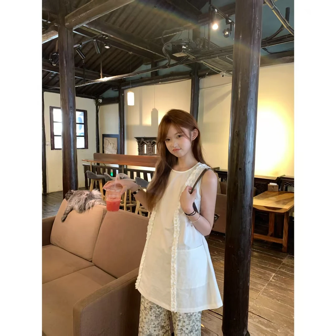 【现货】im向 法式花边无袖背心连衣裙夏季显瘦气质设计感中长裙