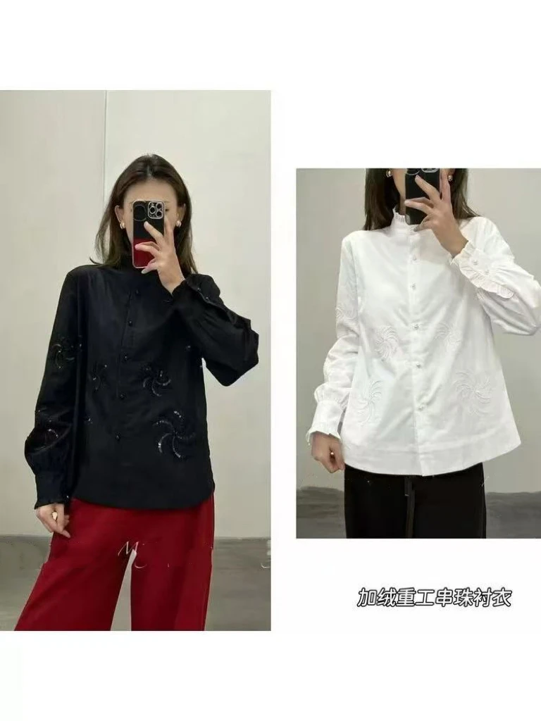 【3138】纯#重工艺加绒时尚百搭宽松上衣