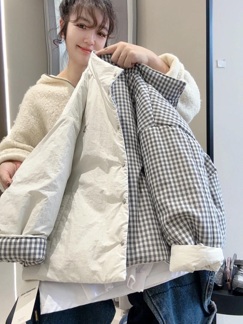 儿童冬季加棉两面穿棉衣休闲加厚格子保暖韩版男童时尚潮酷洋气