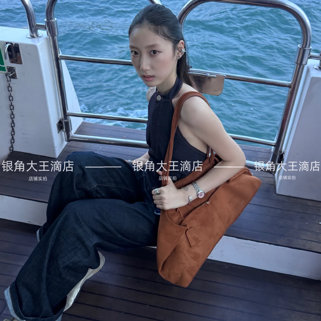 「银角大王」韩系慵懒麂皮绒复古大托特!大容量单肩托特包手提包