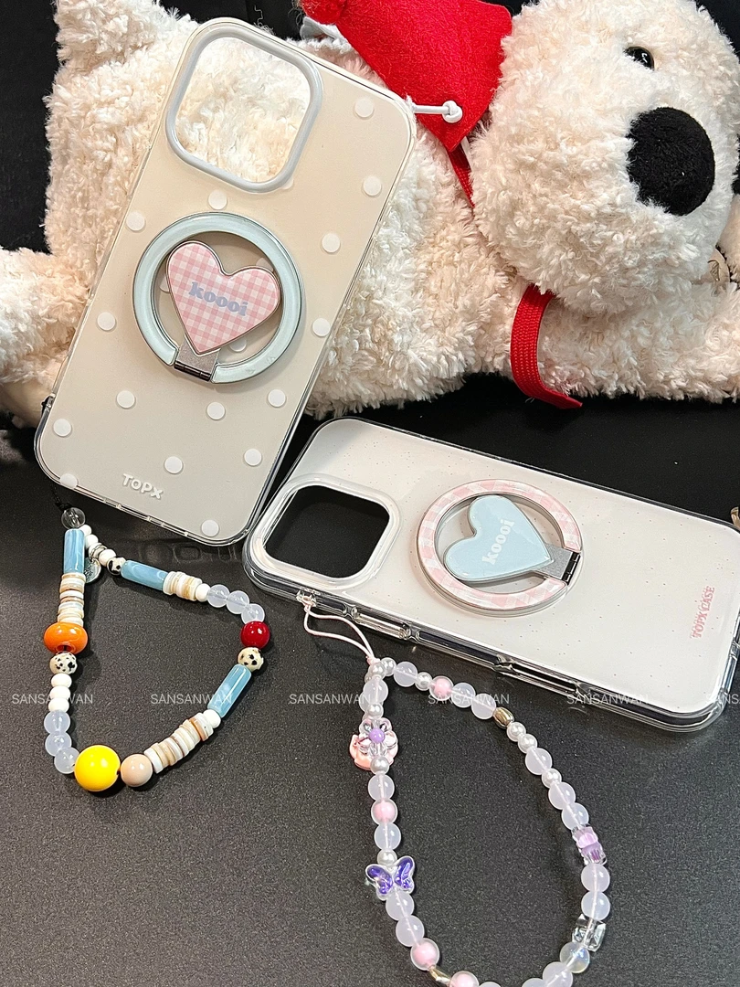 【原创】波点磁吸支架少女适用苹果14/15/16promax全包散热手机壳