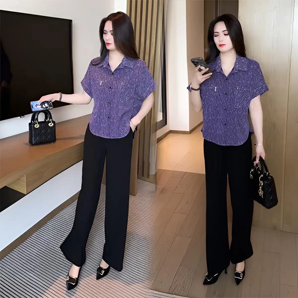 时尚2025夏季穿搭衬衫休闲百搭时尚洋气气质显瘦减龄女神短袖上衣