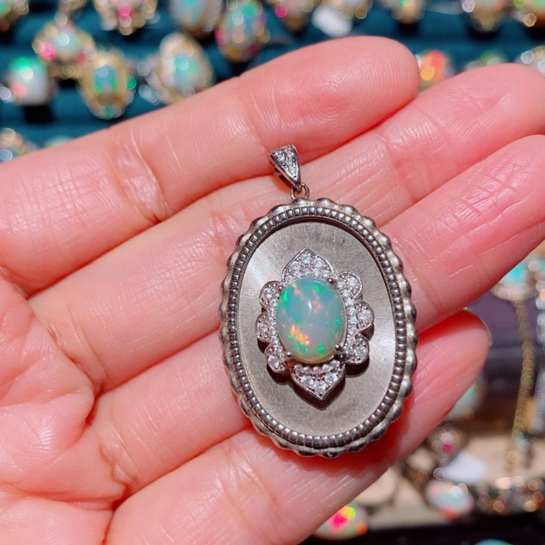 银S925镶嵌欧泊吊坠