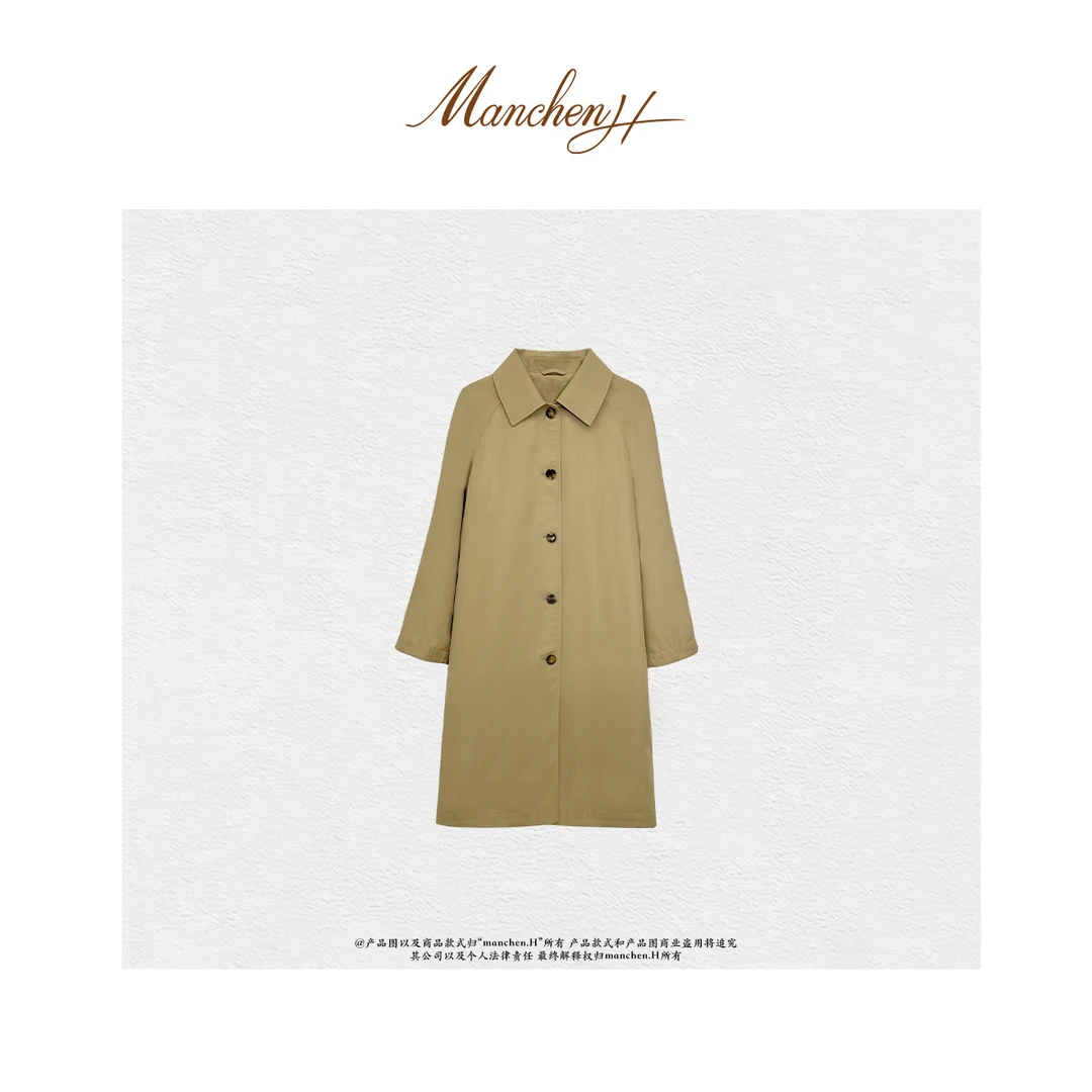 曼辰manchenh“露珠风衣之巴尔玛肯”原面料Optim直排扣丝毛风衣