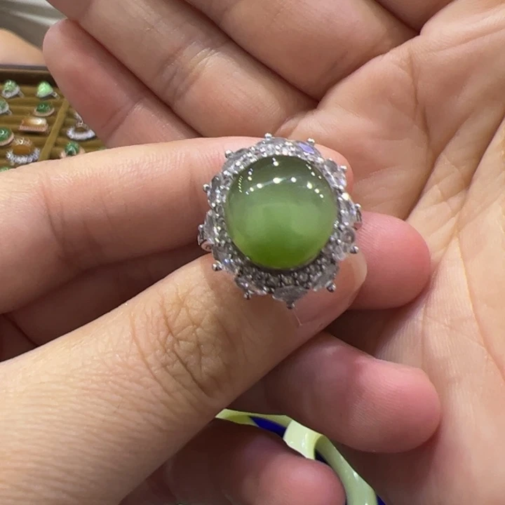 和田玉（碧玉）银S925镶嵌颈饰