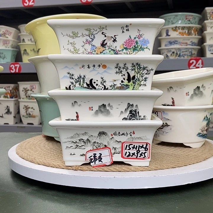 宜兴紫砂釉面盆景花盆