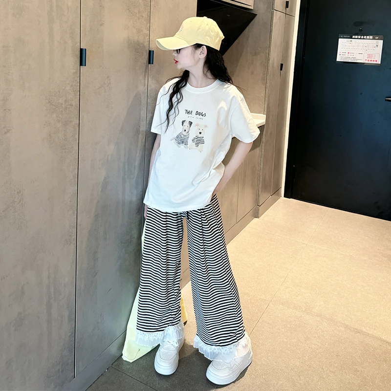 女童韩版潮酷风短袖t2025夏款儿童洋气T恤中大童休闲百搭上衣