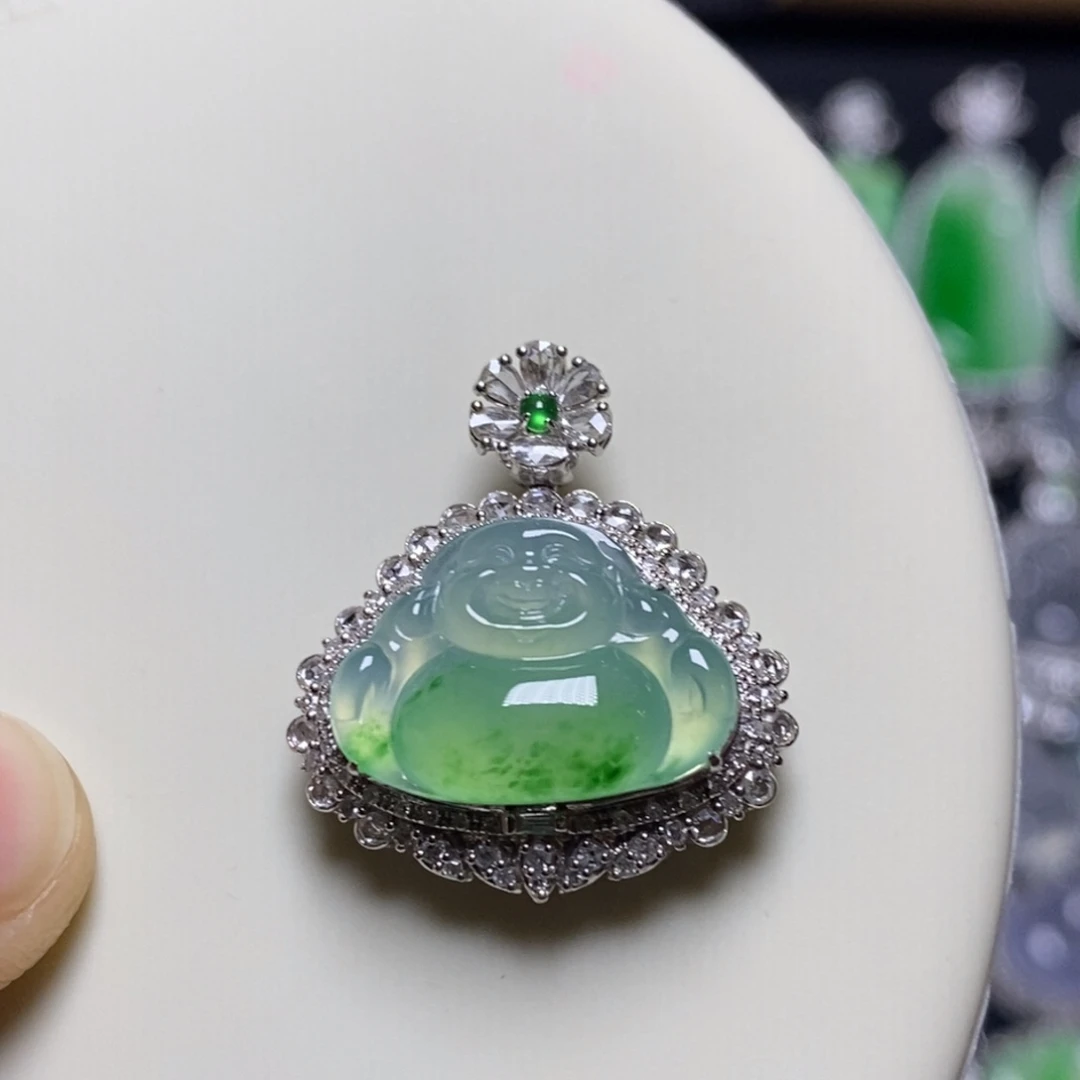 翡翠18K金镶嵌吊坠(不含链)佛