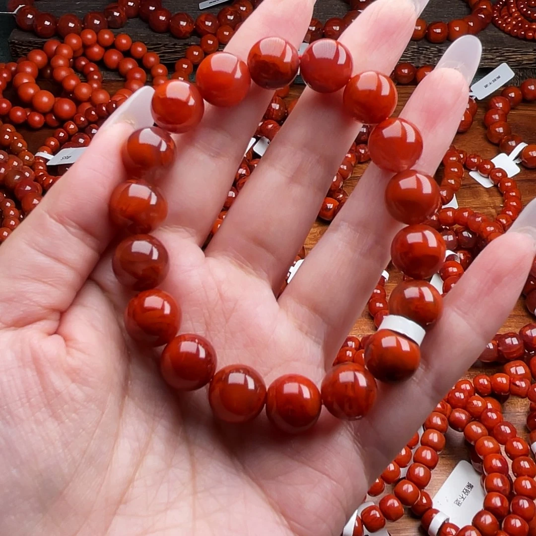 开***.南红玛瑙未镶嵌瓦西原矿手串11mm