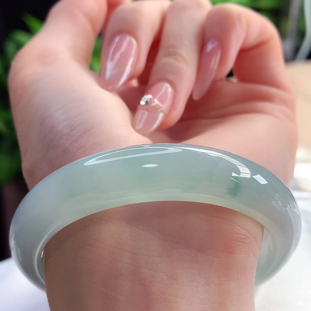 未镶嵌手镯翡翠天然A货翡翠55-56水润薄荷绿清新脱俗28号