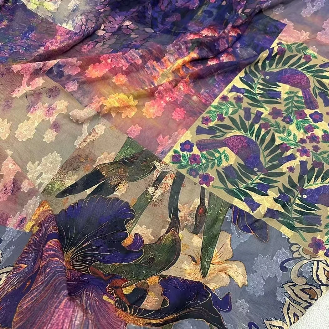 【紫气东来】 剪花 薯莨纱 香韵纱140*140方巾