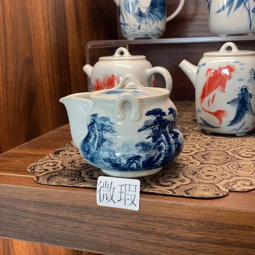 釉下彩老陶泥手工绘制