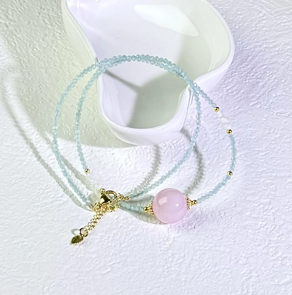 爱神之泪-粉水晶路路通锁骨链