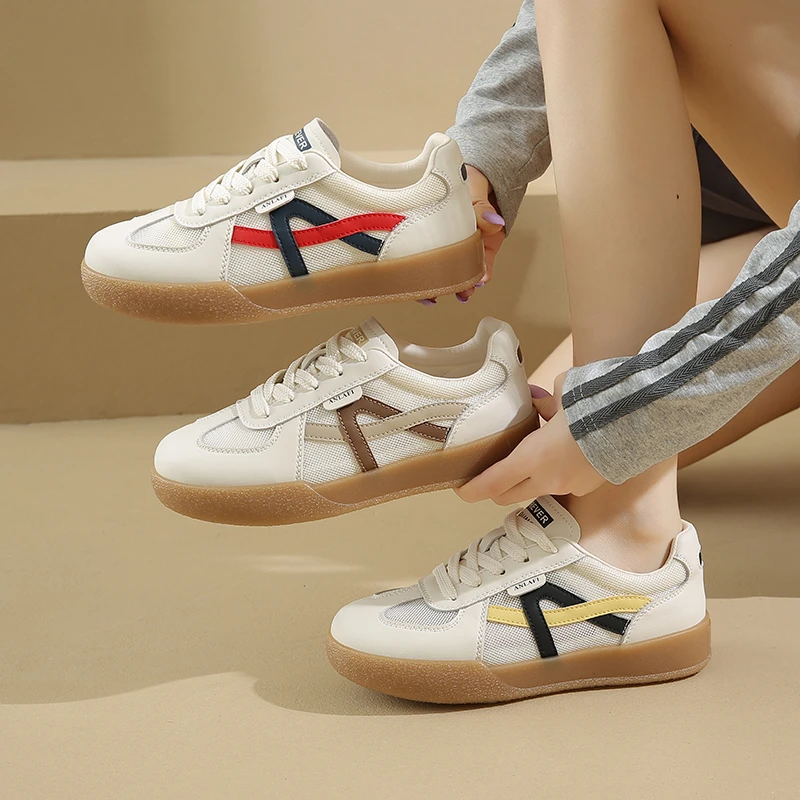 阿甘鞋女鞋2025新款爆款夏季薄款休闲运动小白鞋透气网面德训鞋