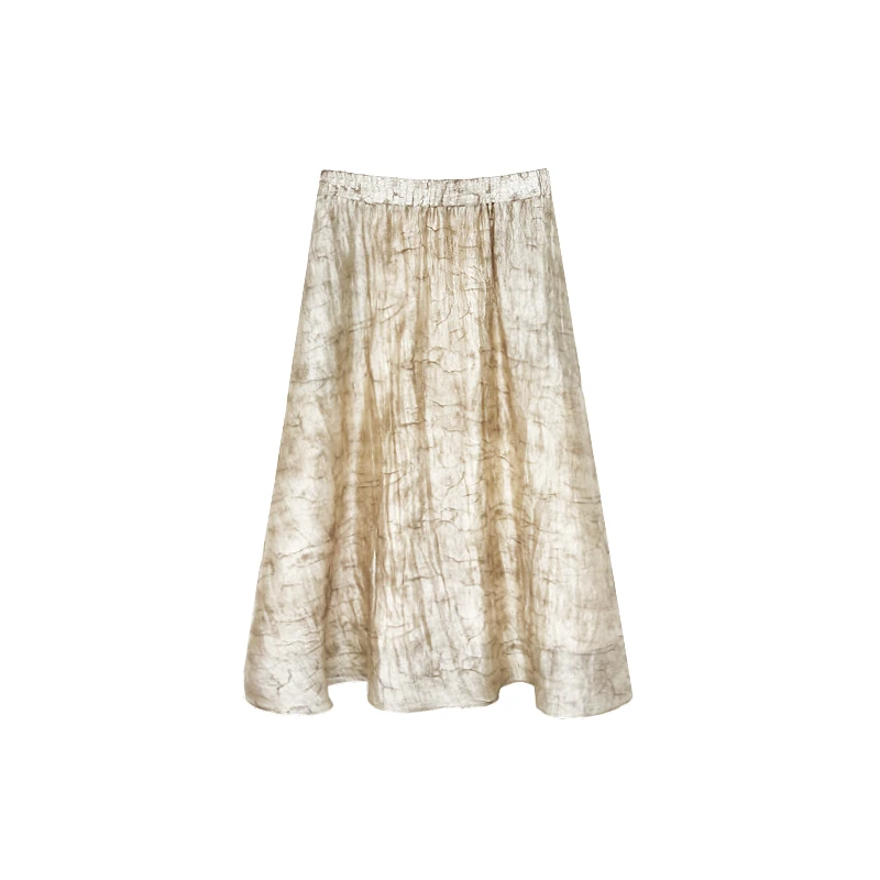 【橙庐】961003原创大理石纹流光沙大摆裙 春夏松紧腰气质优雅半裙