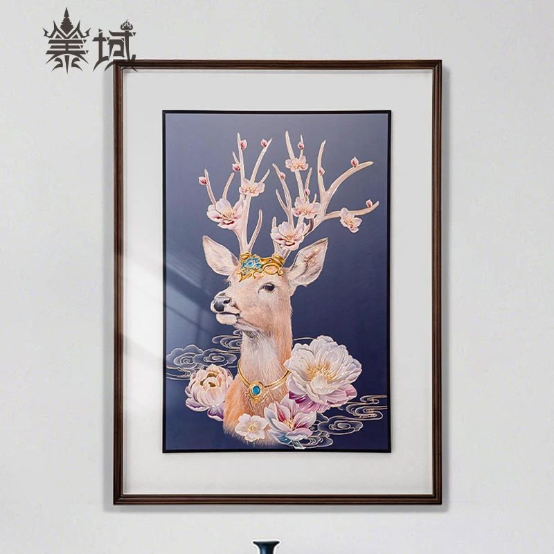 泰域《梅花鹿》铜雕画 玄关现代装饰画 餐厅壁画 客厅挂画B2-791