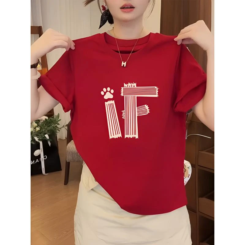 正肩纯棉短袖t恤女时尚百搭洋气酒红色上衣打底衫2025新款夏季潮