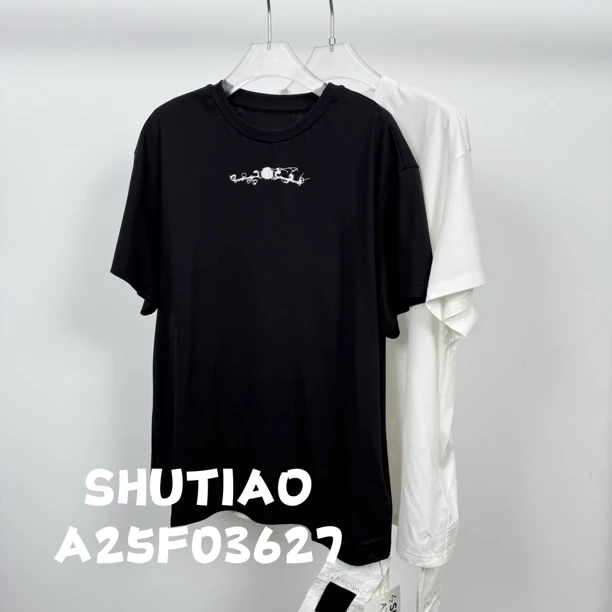 【SHUTIAO】2025夏季：新款小众设计款T恤A25F03627