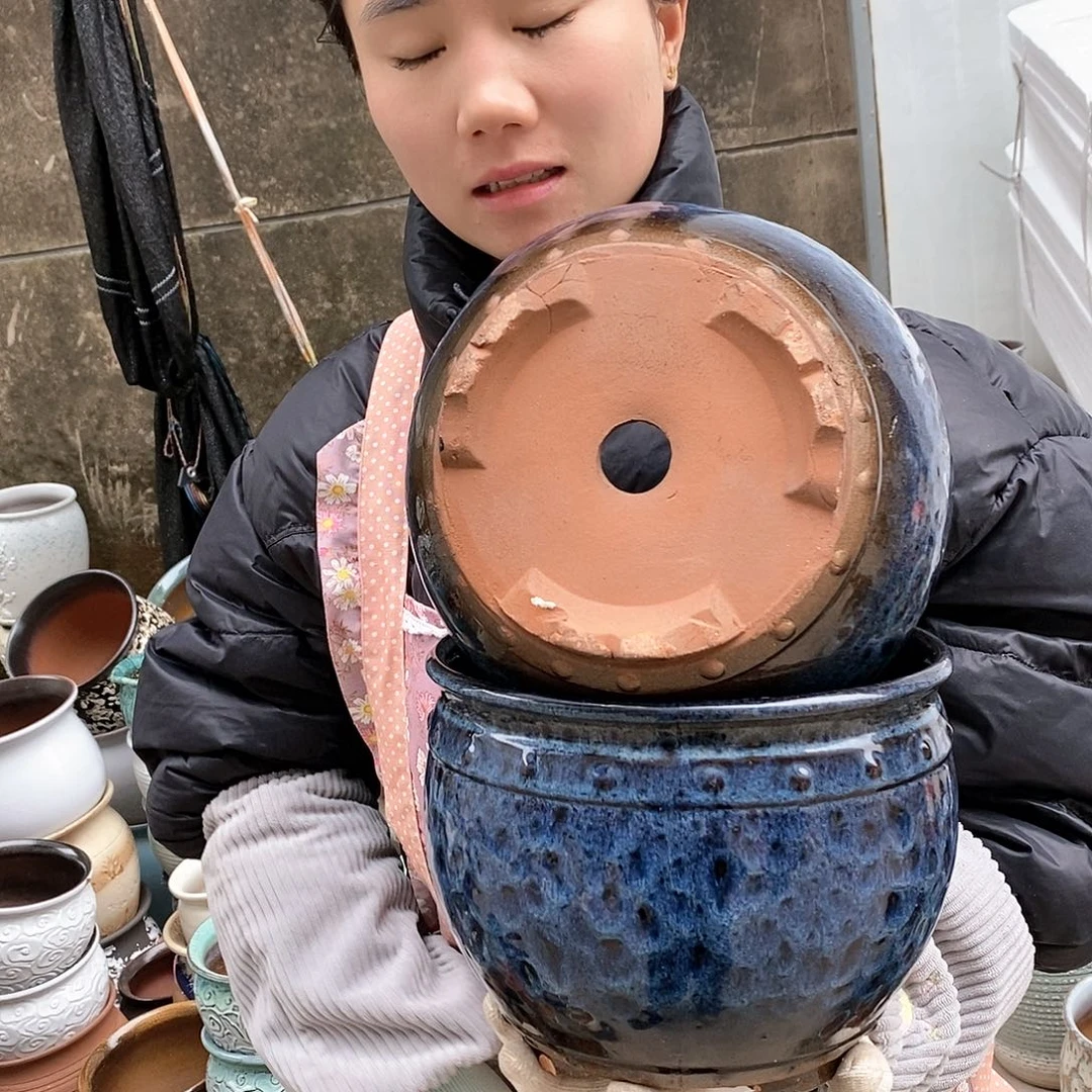 紫砂花盆瑕疵口21高17