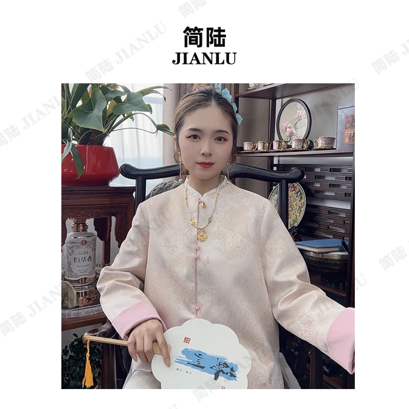 【墨羽】2025春季新款新中式国风缎面提花短外套高端气质上衣-8186