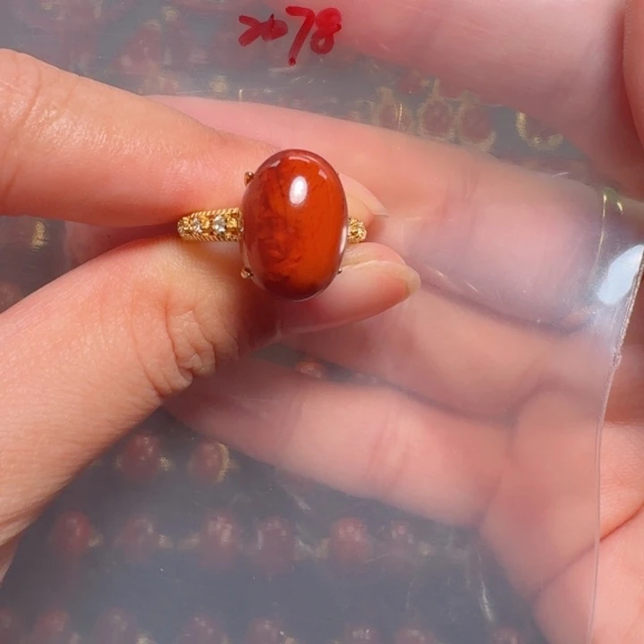 银S925镶嵌戒指南红玛瑙