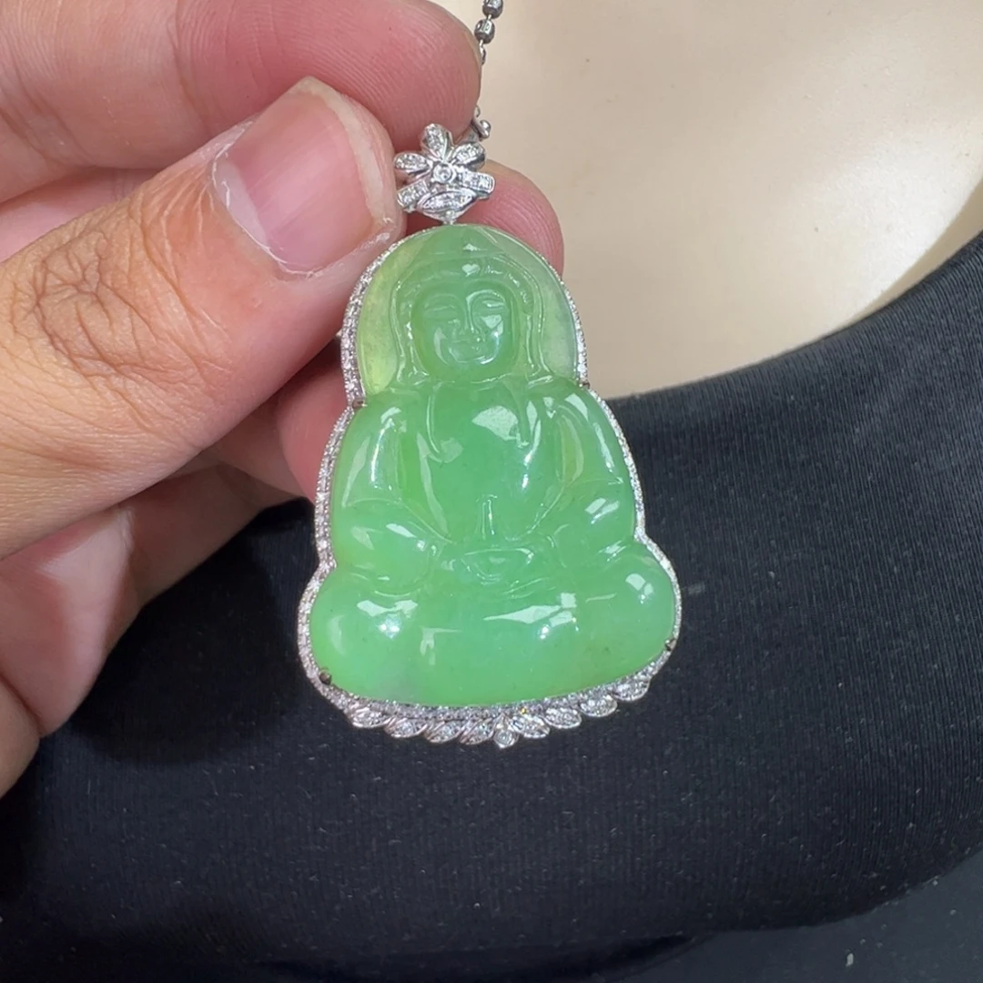 翡翠18K金镶嵌吊坠(不含链)
