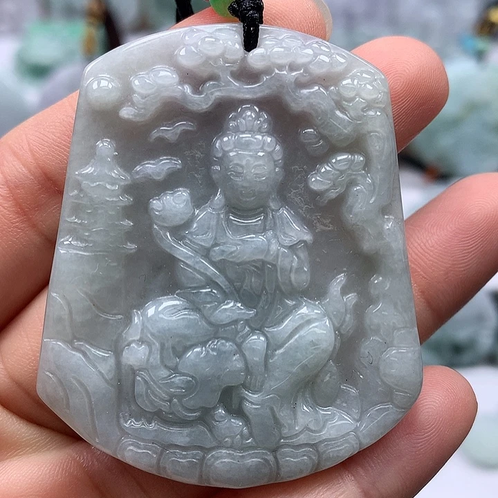 翡翠未镶嵌颈饰文殊菩萨福利