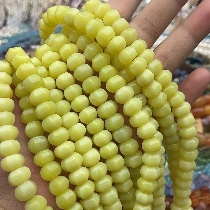 玛瑙/玉髓未镶嵌珠宝半成品一条10mm左右柠檬玉灯笼珠