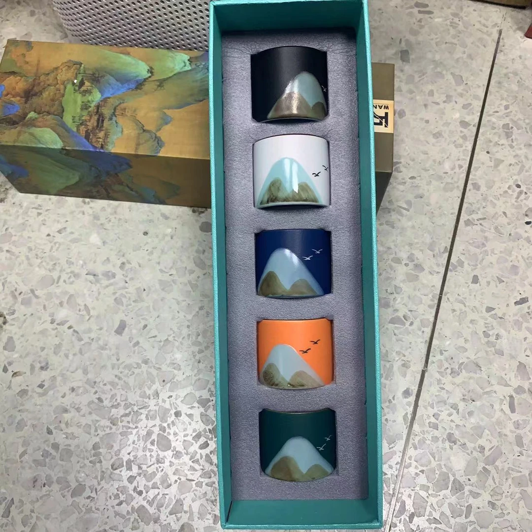 五行杯陶瓷茶杯酒杯家用f