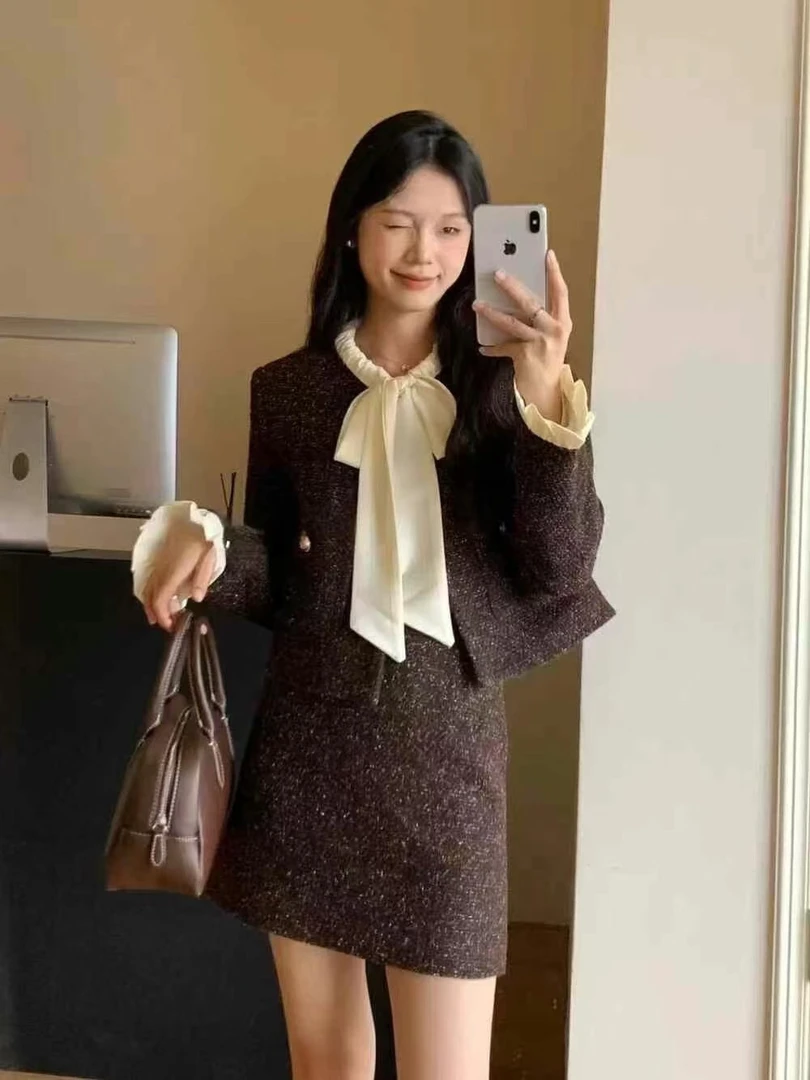 小香风气质名媛套装时尚百搭短裙外套套装