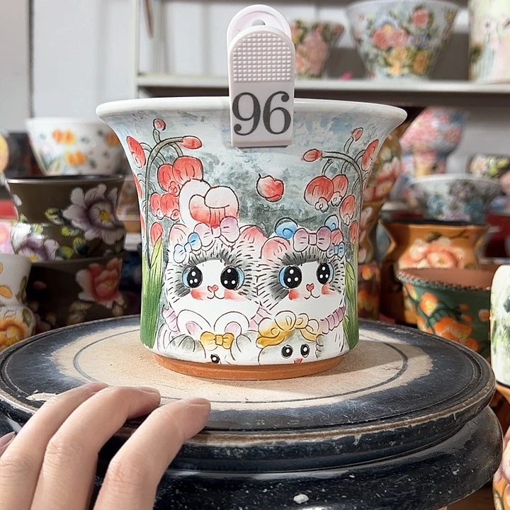 景德镇陶瓷手绘花盆