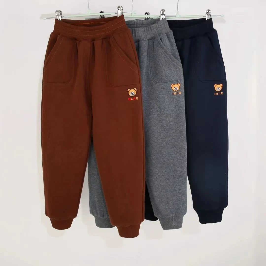 2587秋冬男女童保暖加绒加秋裤双层休闲裤儿童卫衣绒双层运动裤