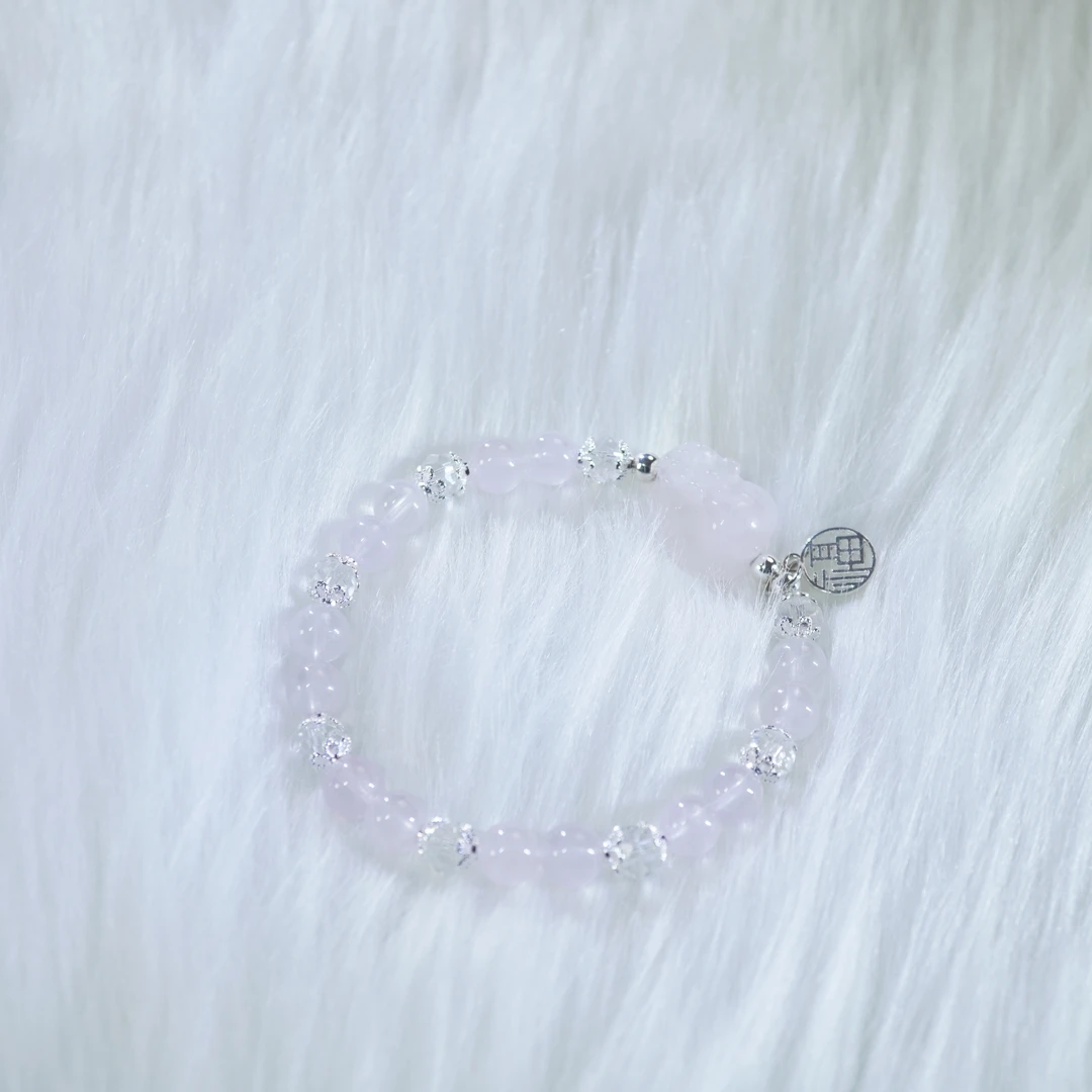 【吞金小兽】水星手作粉水晶貔貅圆珠单圈