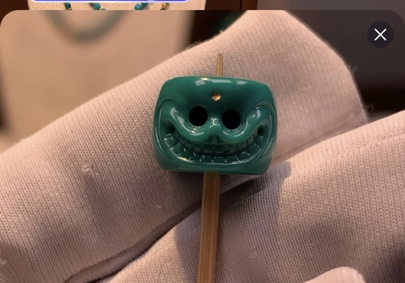 高瓷玉化绿松石呆呆直切配珠