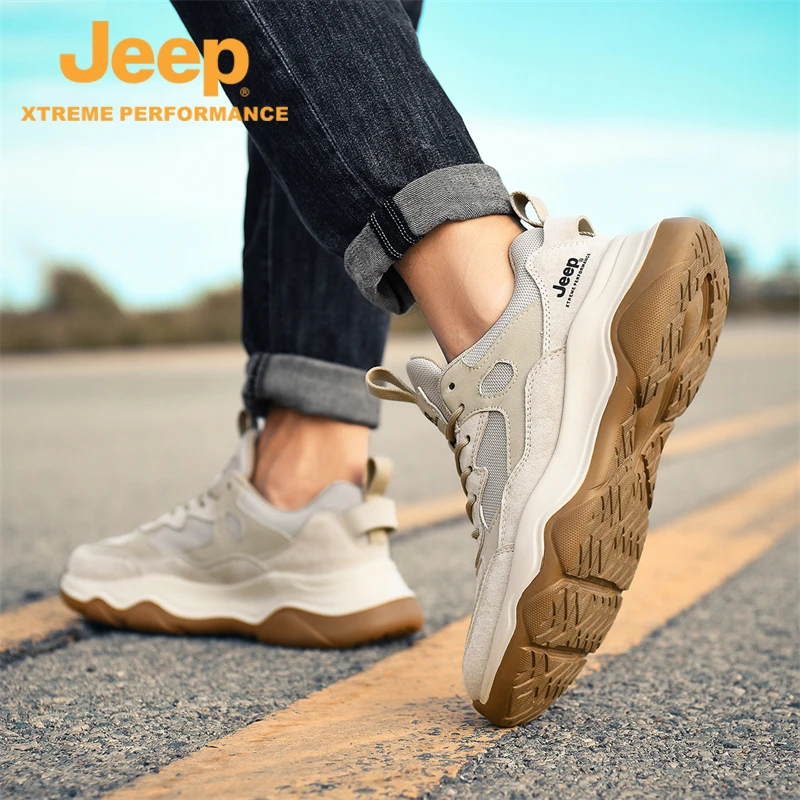 JEEP/吉普秋冬品牌男士户外新款跑步运动舒适百搭秋季耐磨徒步鞋