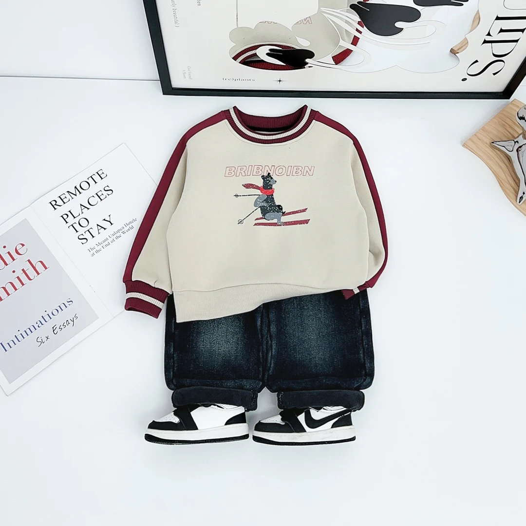 儿童卫衣加绒长袖2025新款秋冬装男童休闲潮BDD26223悠悠童话童装