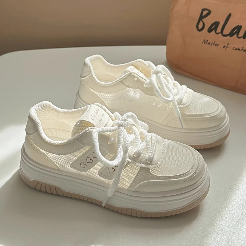 奶呼呼夏季厚底小白鞋女2025新款爆款防滑透气网面休闲鞋子运动鞋