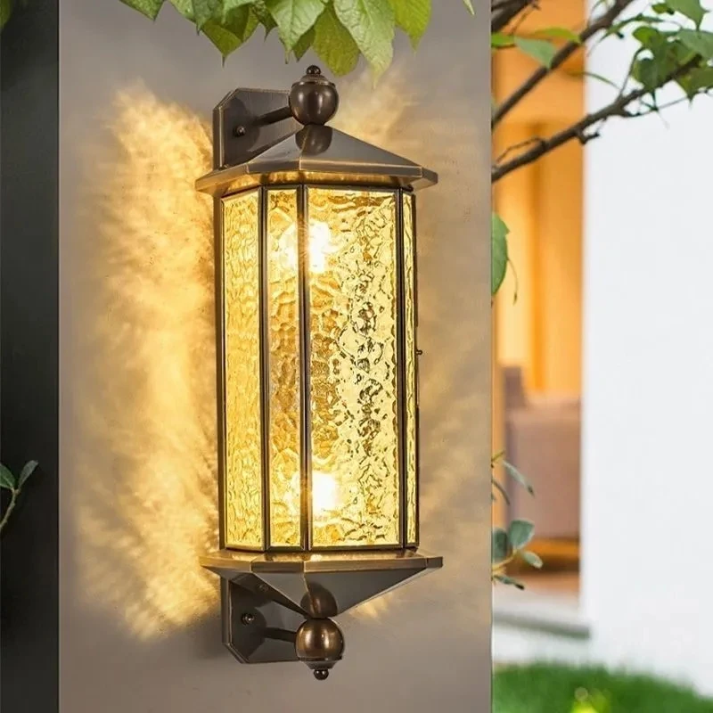 【年中大促】别墅大门庭院灯太阳能新中式户外墙灯花园高级铜灯壁灯