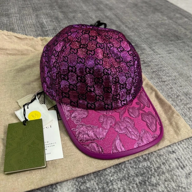 未使用 GUCCI/古驰 古驰满印紫色渔夫帽