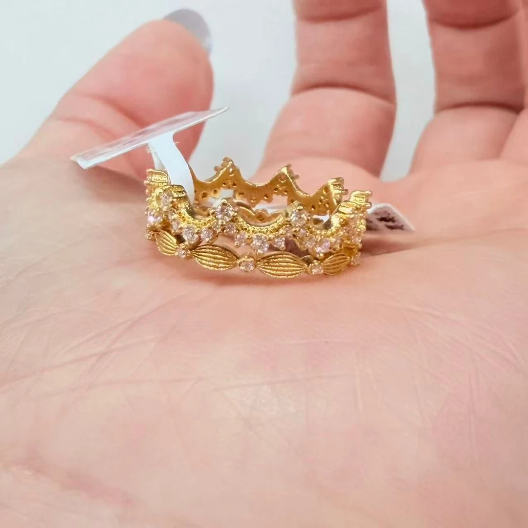 【金戒指】点钻公主裙摆戒古法足金999精致百搭附加【288/108】叠戴款