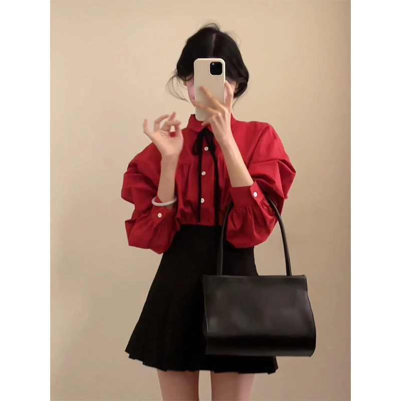 MARIE.COCO新款慵懒风衬衫女长袖宽松百搭休闲气质半身裙套装