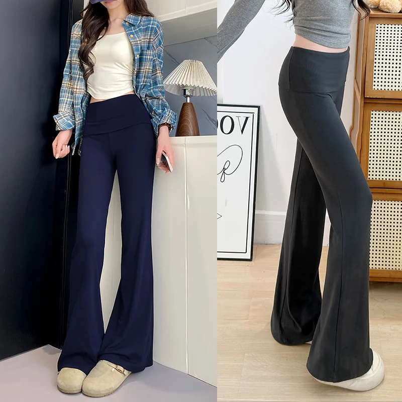 KM8429翻腰微喇裤