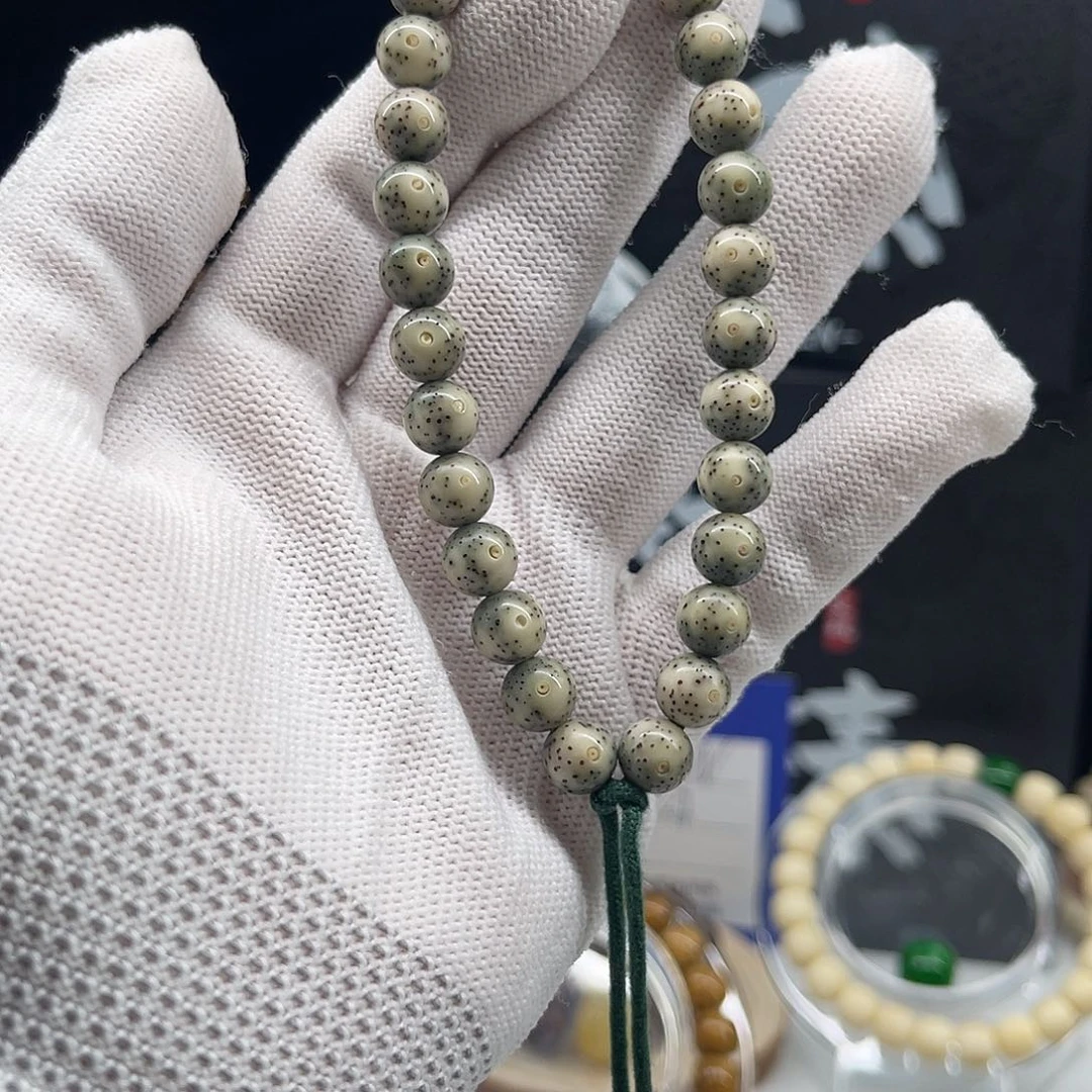 手串星月菩提石玉青花8圆珠手持正月