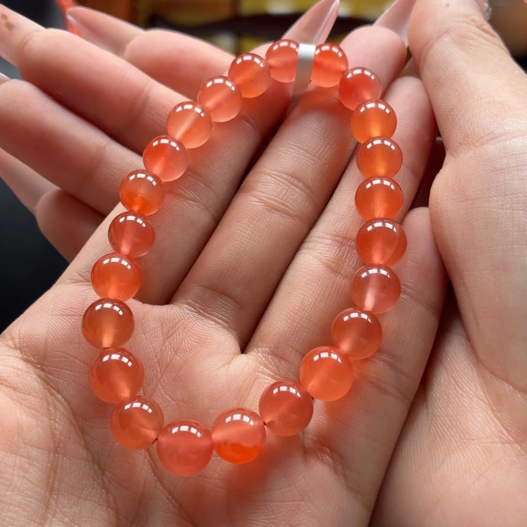 南红玛瑙未镶嵌手串原矿保山南红杨柳冰粉手串卡8+