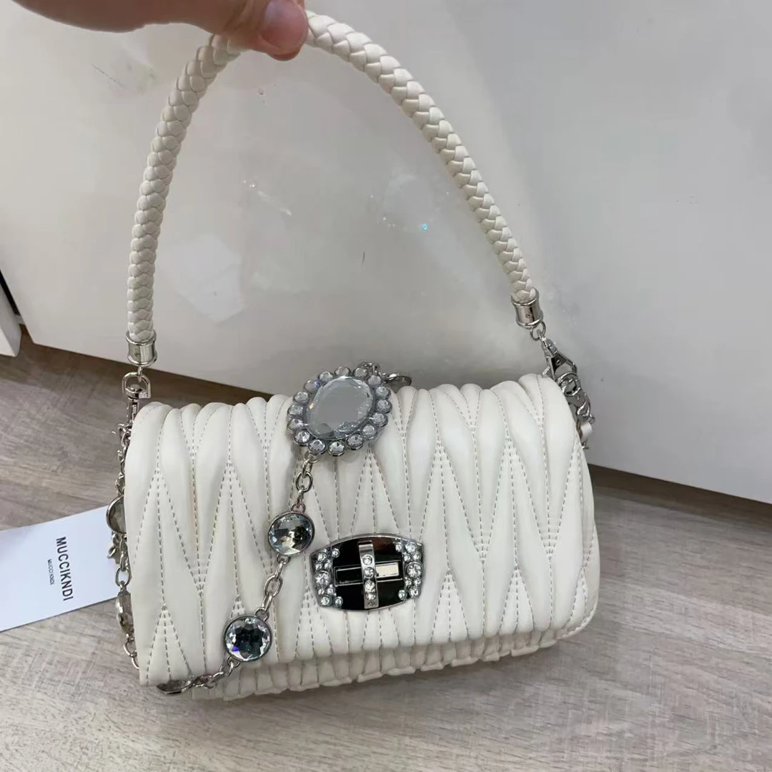 2118#白色【尺寸：长-宽-高-】潮流气质休闲百搭时尚女士单肩包