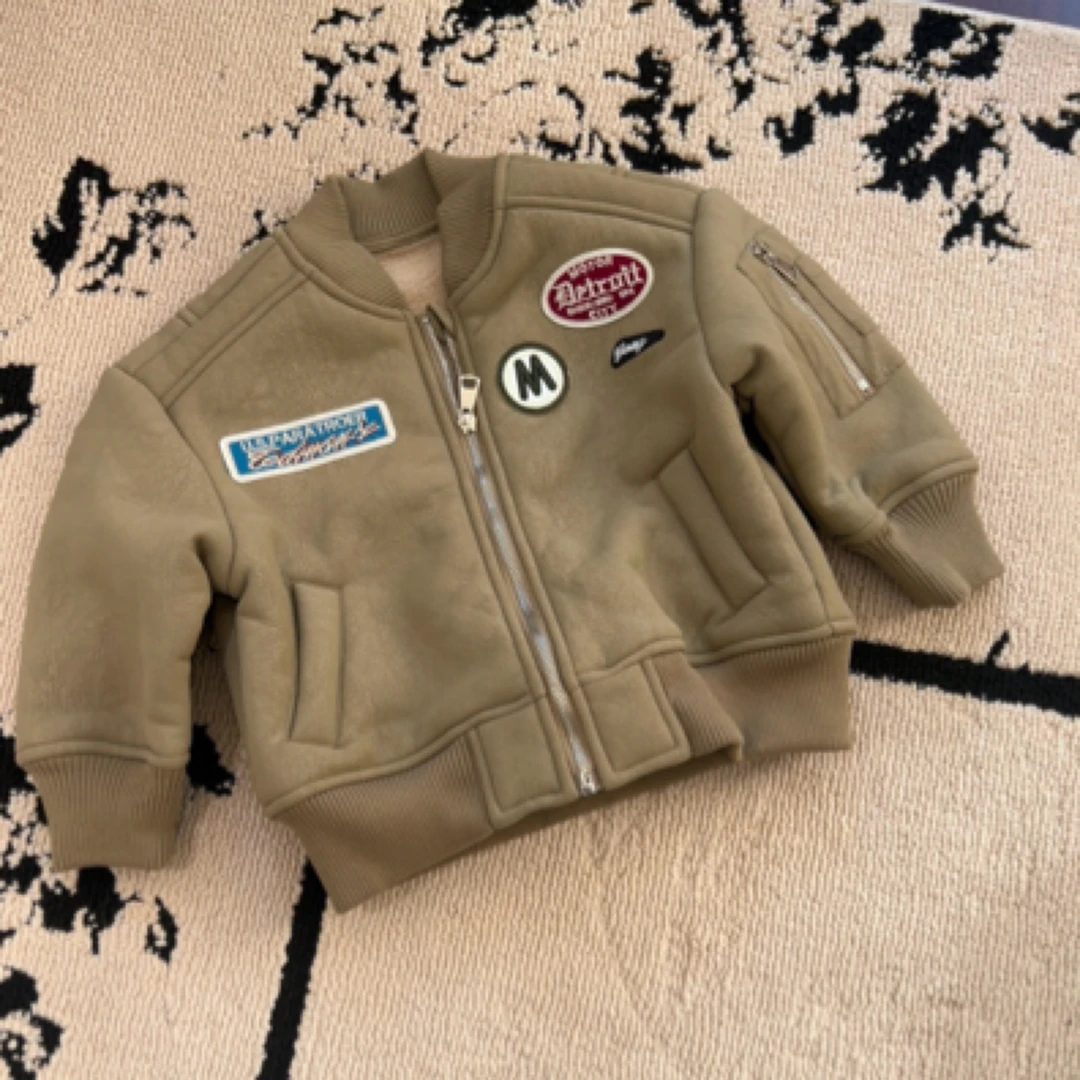 【编号P621】Y244261558-14-儿童复古机车皮衣外套卡其色-yew