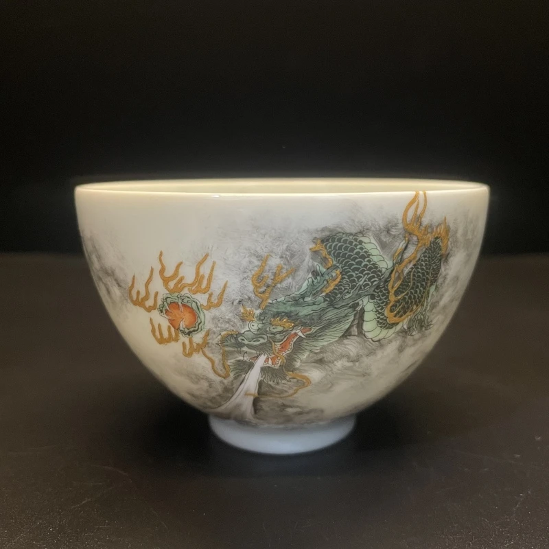 12.13/N100294/00249/昱器/墨彩龙纹鸡心杯/口径8.6/高5.8/125cc