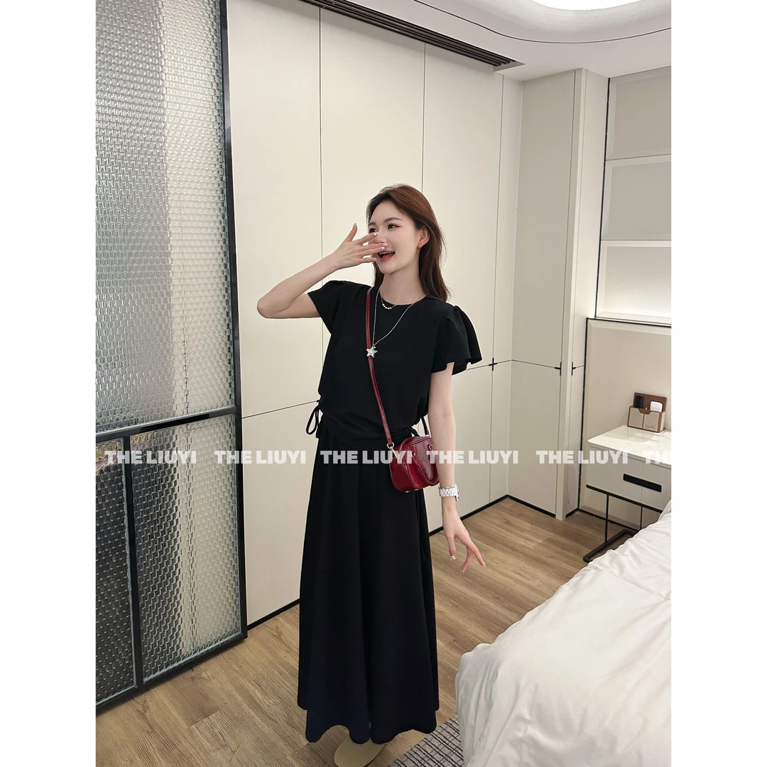 【LIUYI】斯嘉莉~夏季抽绳收腰上衣+半身长裙两件套53279