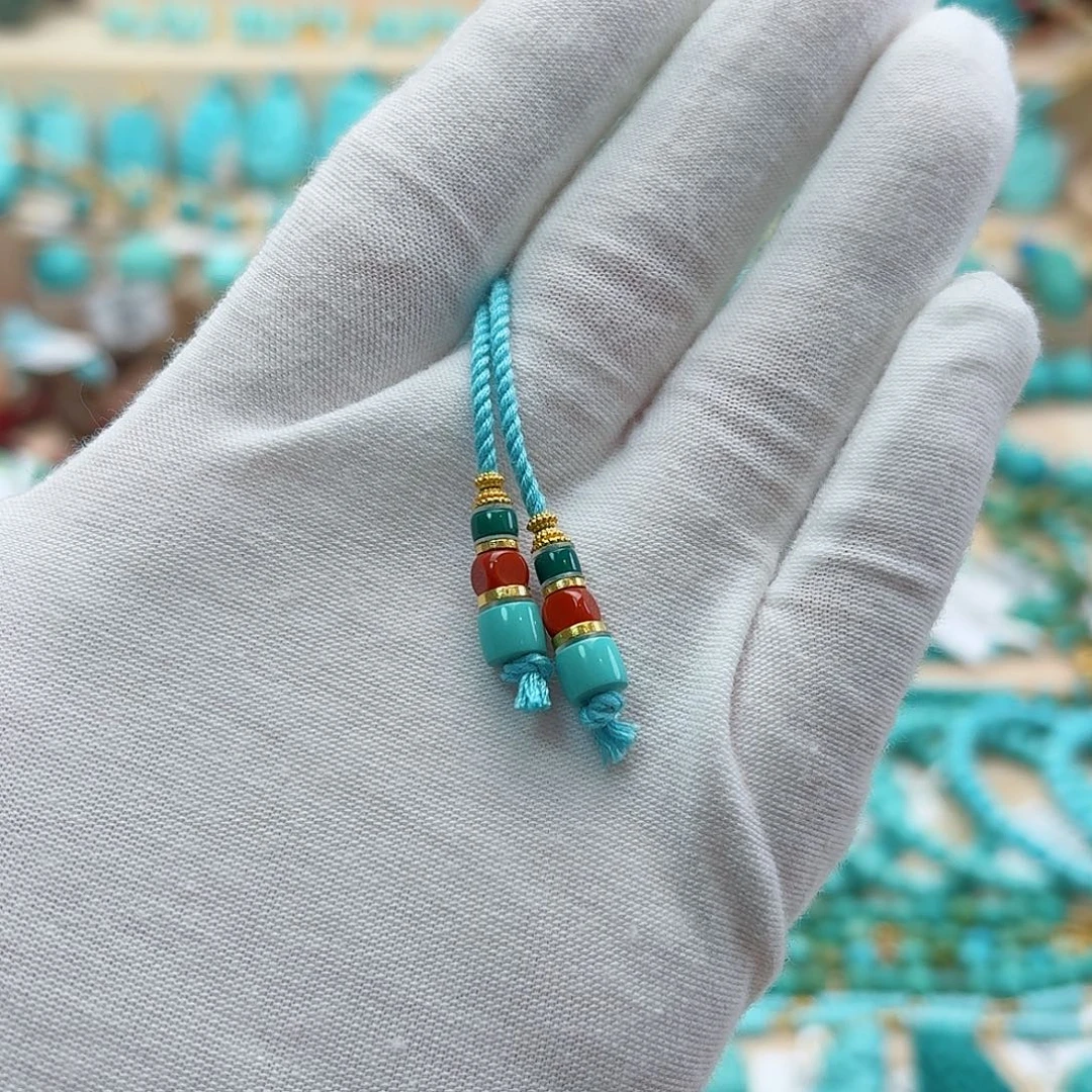 绿松石18K金镶嵌珠宝奇石